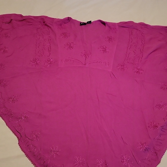 Pink Embroidered Poncho Top - Picture 6 of 6